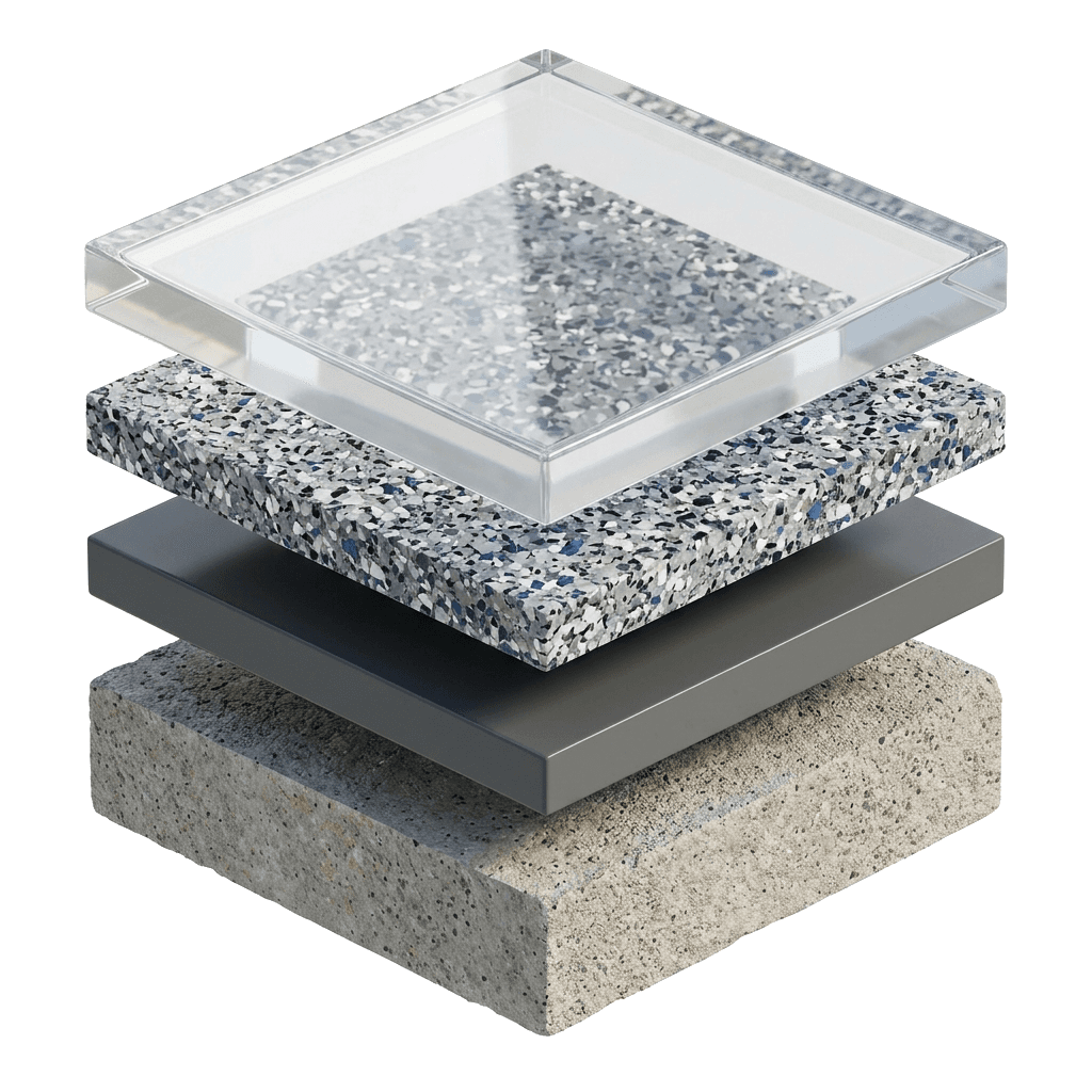 Epoxy Floor Multi-Layer Construction 3D